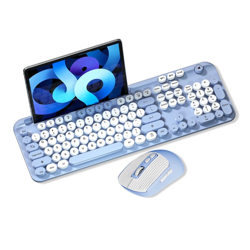Bluejw KT117 Retro Punk Gaming Keyboard Mouse Combo, Colorful Wireless Keyboard and Mouse Set - Excellent for PC Gamers - Image 3